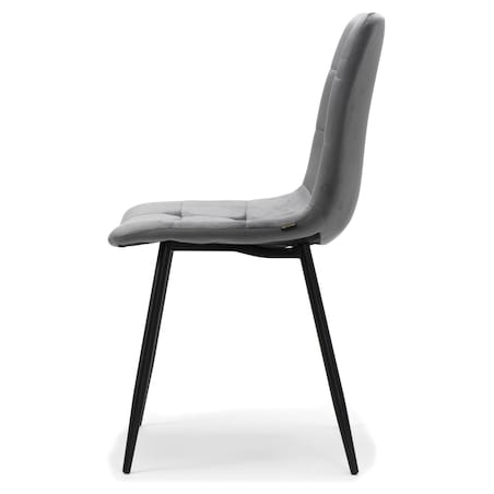 Krzesło tapicerowane pikowane welurowe do salonu jadalni PARMA szara