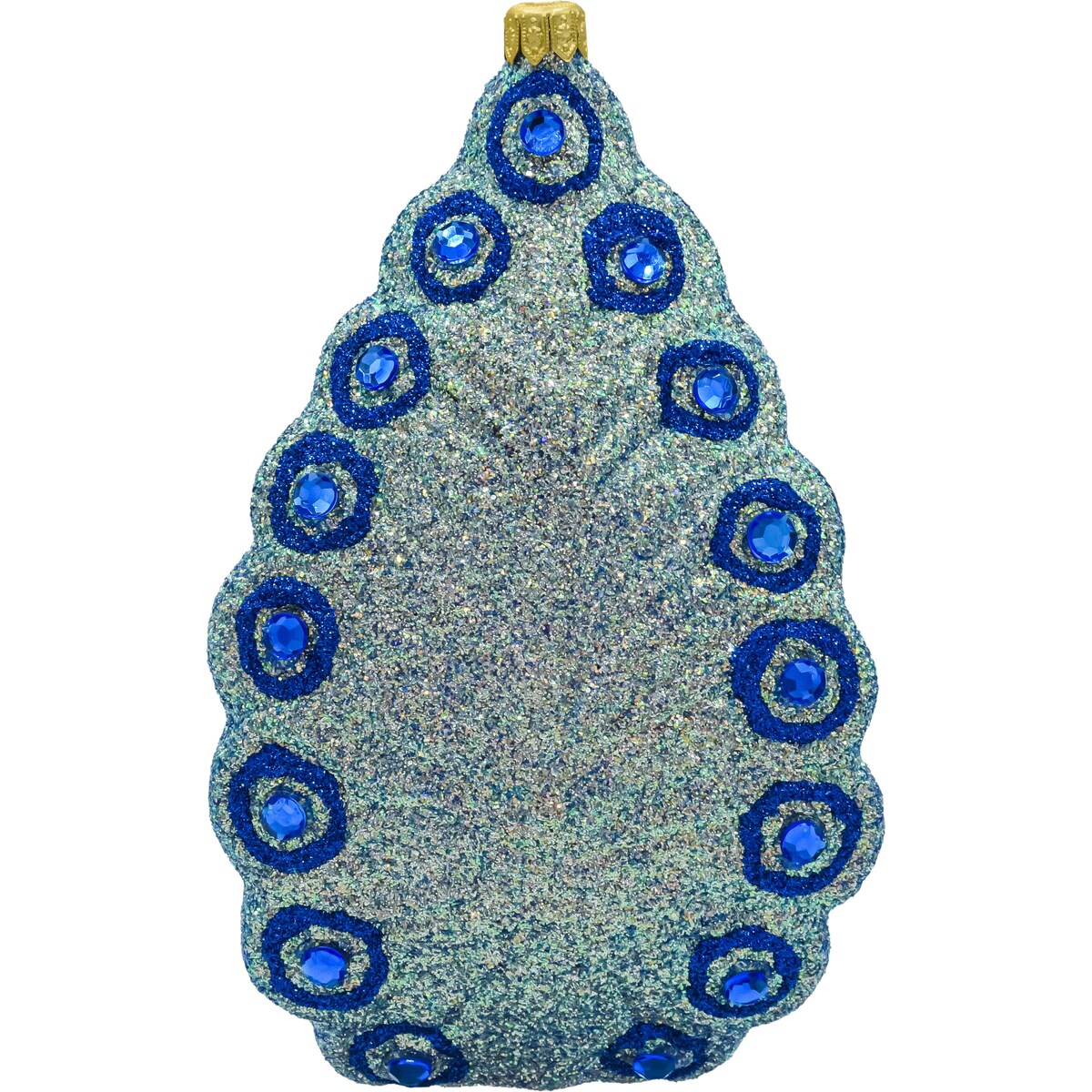 Bombka choinkowa szklana: Paw z piórami: Niebieski