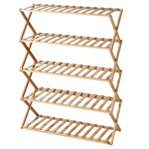 Stojak na buty 5-poziomowy RONIV, 67 x 25 x 87 cm, bambusowy