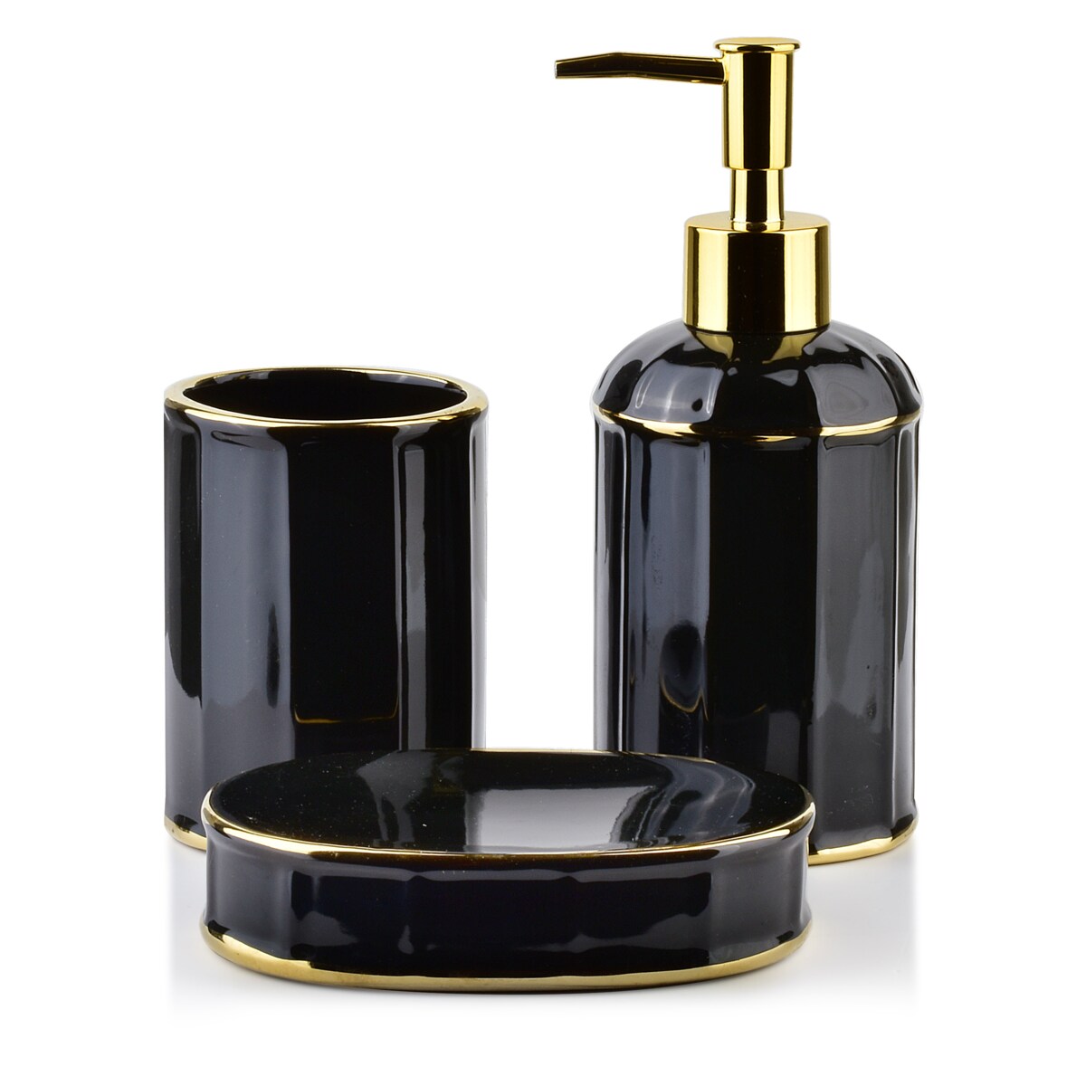 CIRI BLACK Komplet łazienkowy czarno-złoty 350ml