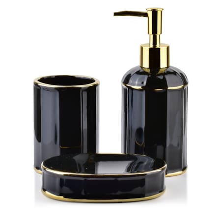 CIRI BLACK Komplet łazienkowy czarno-złoty 350ml