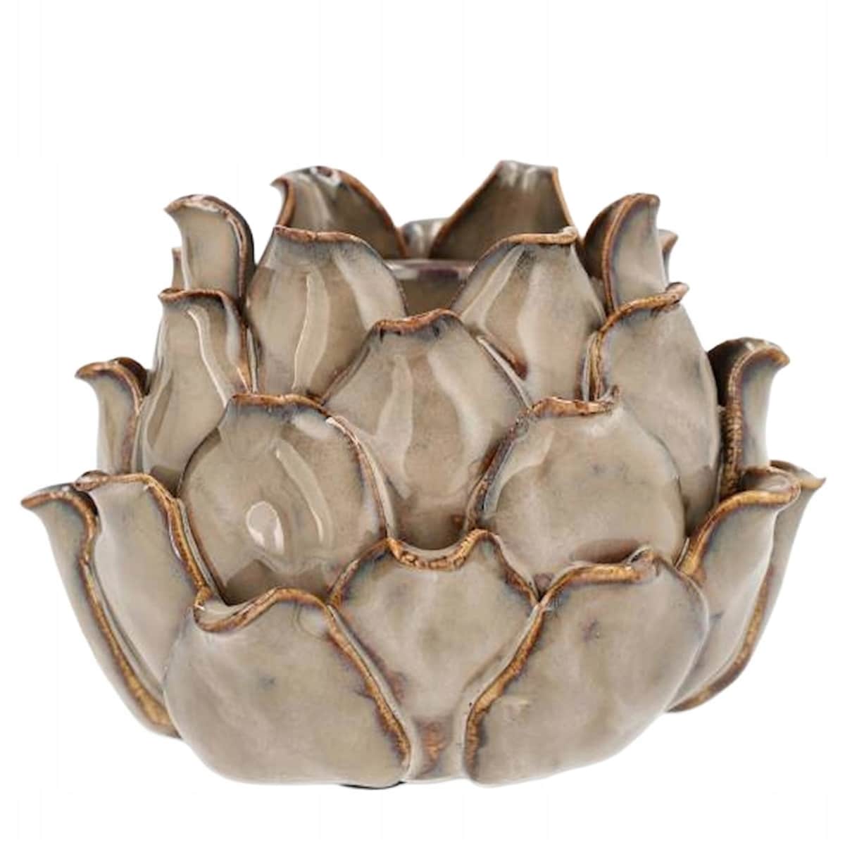 ŚWIECZNIK 2w1 TEALIGHT KANDELABR BOHO LOFT BEŻOWY CERAMICZNY NA 1 ŚWIECĘ
