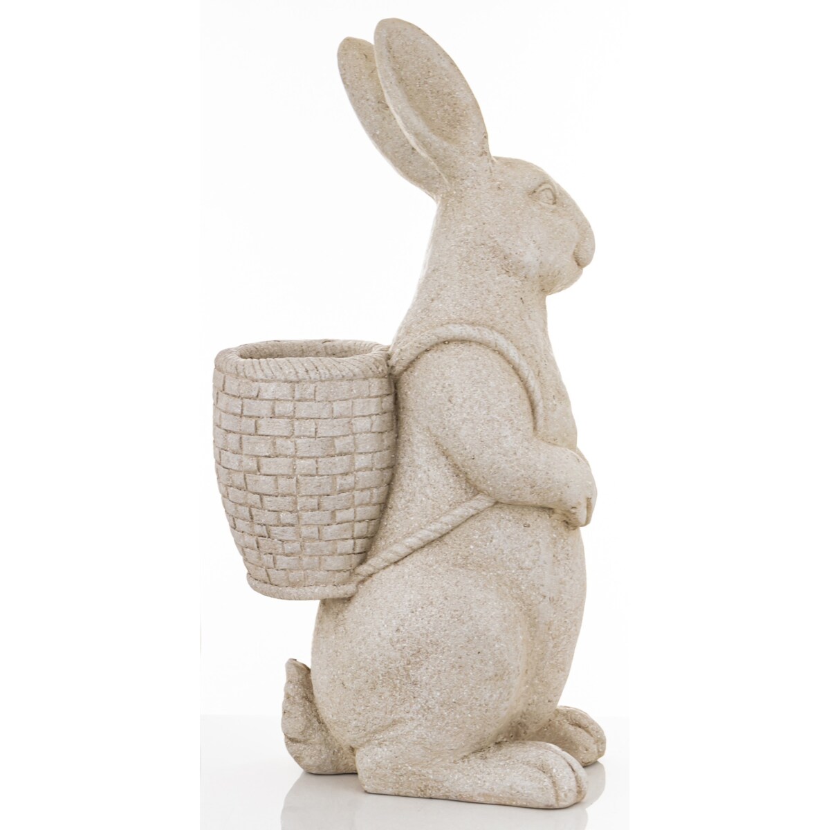 Figurka- duży królik z koszykiem na plecach 77x25x38 cm szary