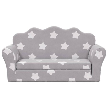 vidaXL 2-os. sofa dla dzieci, rozkładana, szara w gwiazdki, plusz