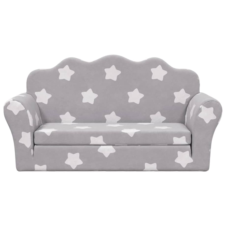 vidaXL 2-os. sofa dla dzieci, rozkładana, szara w gwiazdki, plusz