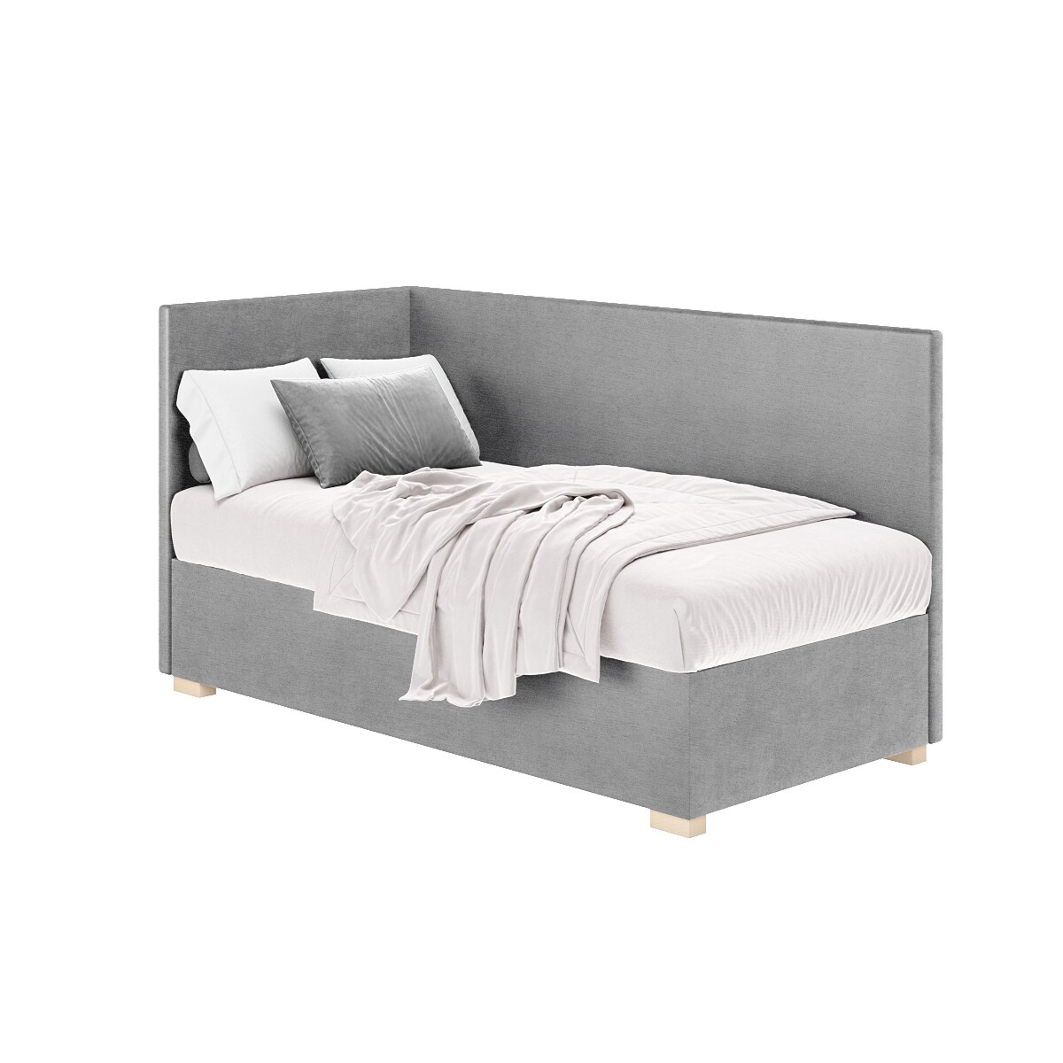 Mesonica Łóżko Flexi, szare, 90x200, Lewostronne