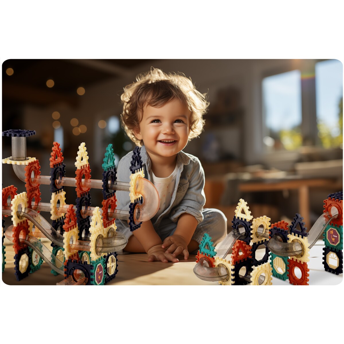 Klocki konstrukcyjne duże ze zjeżdżalnią 3d Ricokids