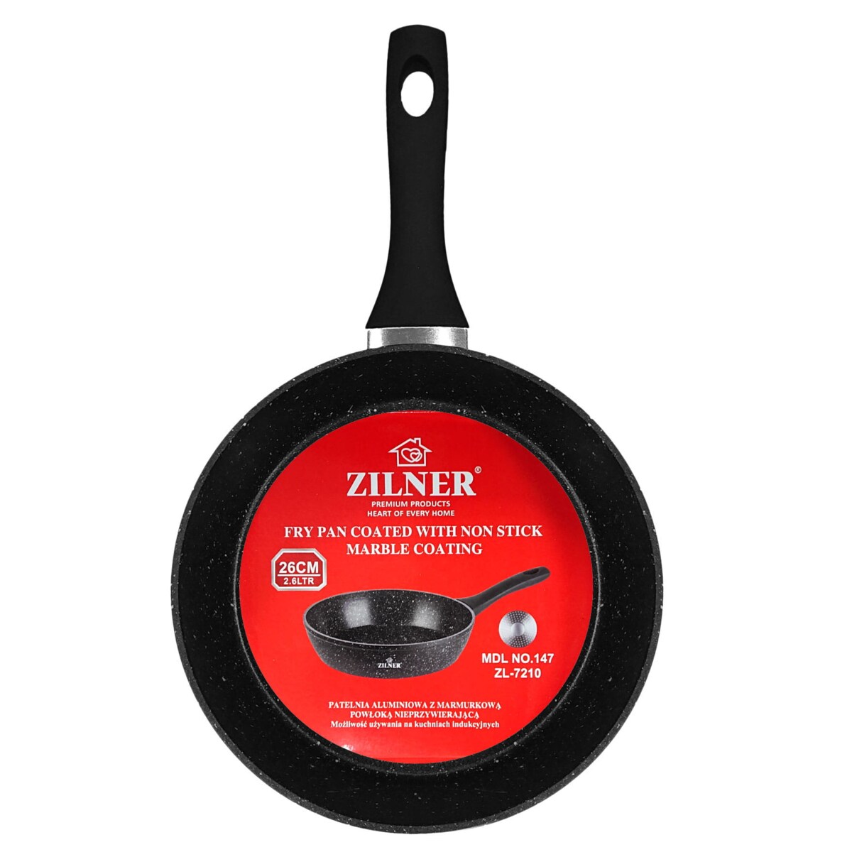 Patelnia głęboka marmurowa nieprzywierająca 26 cm 2.6L indukcja gaz ZILNER