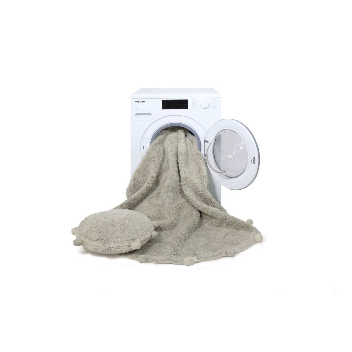 Dywan Bawełniany Bubbly Olive Natural Ø120 cm Lorena Canals