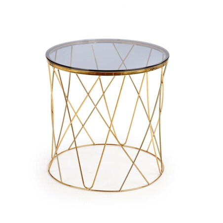 STOLIK KAWOWY Borda SZKLANY BLAT złota podstawa 55/55 cm