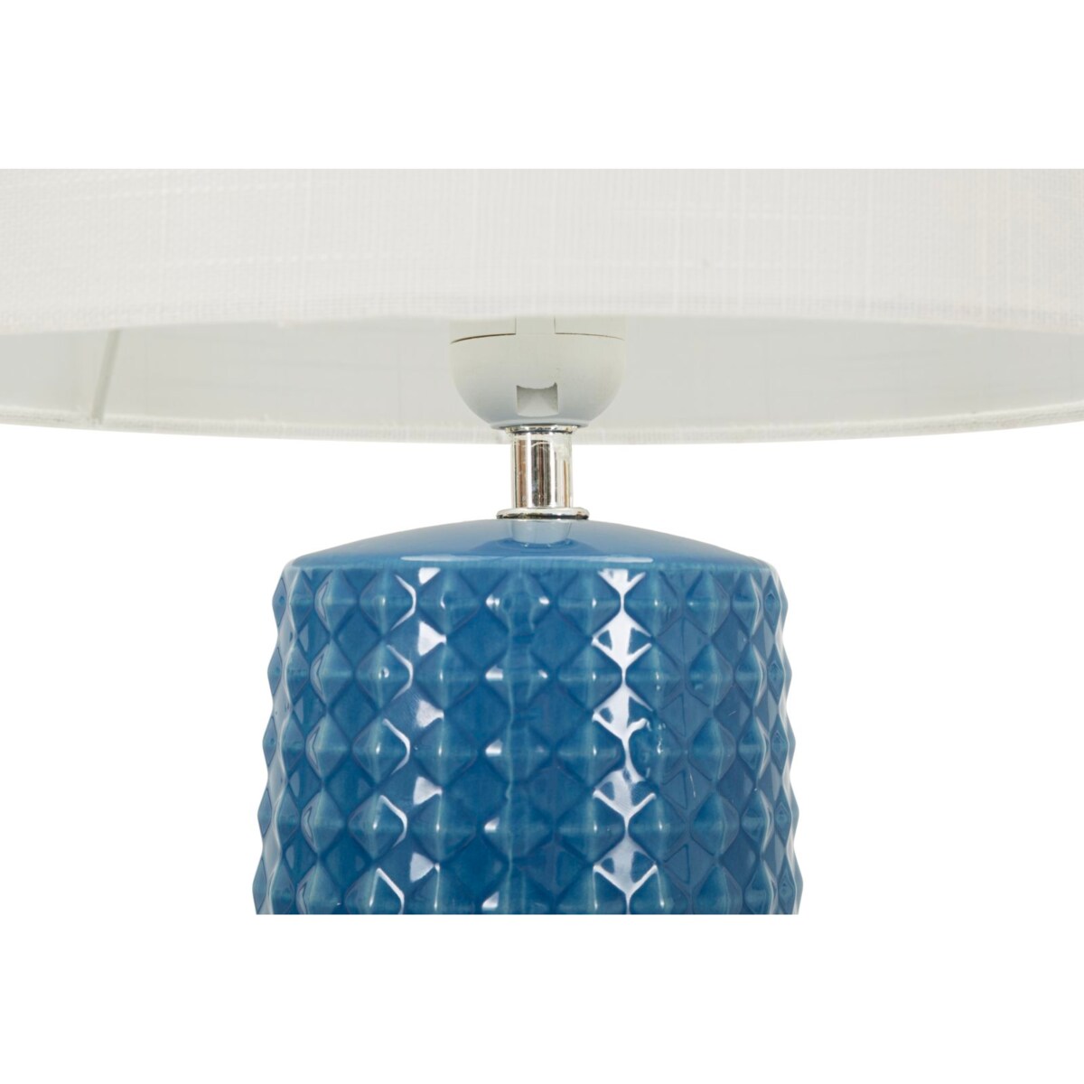 Lampa stołowa Gliss, kolor niebieski i biały, ceramika, żelazo i tkanina, 30 x 30 x 52 cm, 1 x E27, max. 40 W, styl nowoczesny, Mauro Ferretti