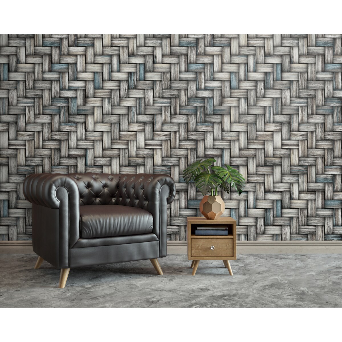 Tapeta Szara jodełka, 416x254cm