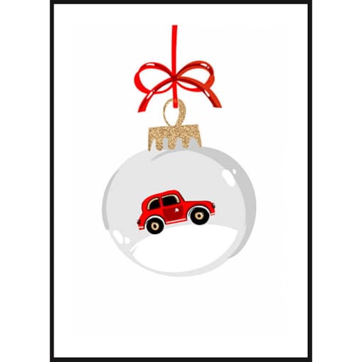 Poster Story, Plakat, Obraz - Świąteczna Bombka z Czerwonym Autem, wymiary 70 x 100 cm