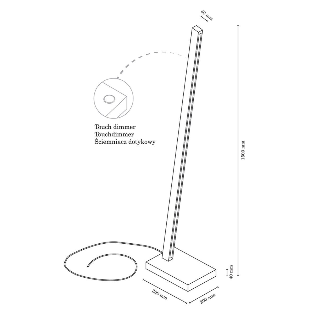 Drewniana Lampa Podłogowa BRITOP Lighting 1xLED 22W Drewno Bukowe Orzechowe FSC, Ściemniacz Dotykowy, 1 szt.