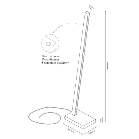Drewniana Lampa Podłogowa BRITOP Lighting 1xLED 22W Drewno Bukowe Orzechowe FSC, Ściemniacz Dotykowy, 1 szt.