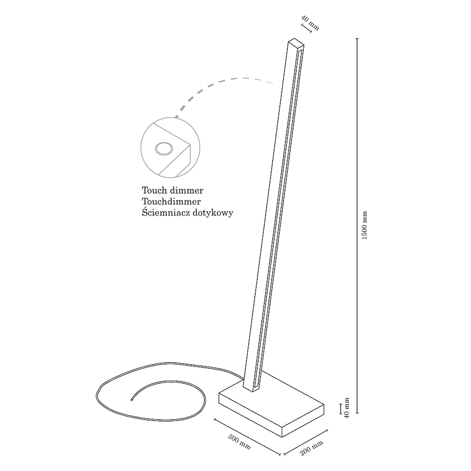 Drewniana Lampa Podłogowa BRITOP Lighting 1xLED 22W Drewno Bukowe Orzechowe FSC, Ściemniacz Dotykowy, 1 szt.