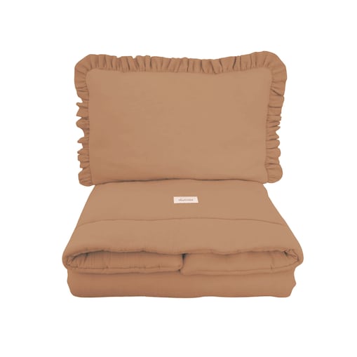 Pościel muślinowa z wypełnieniem falbanka Camel - XL