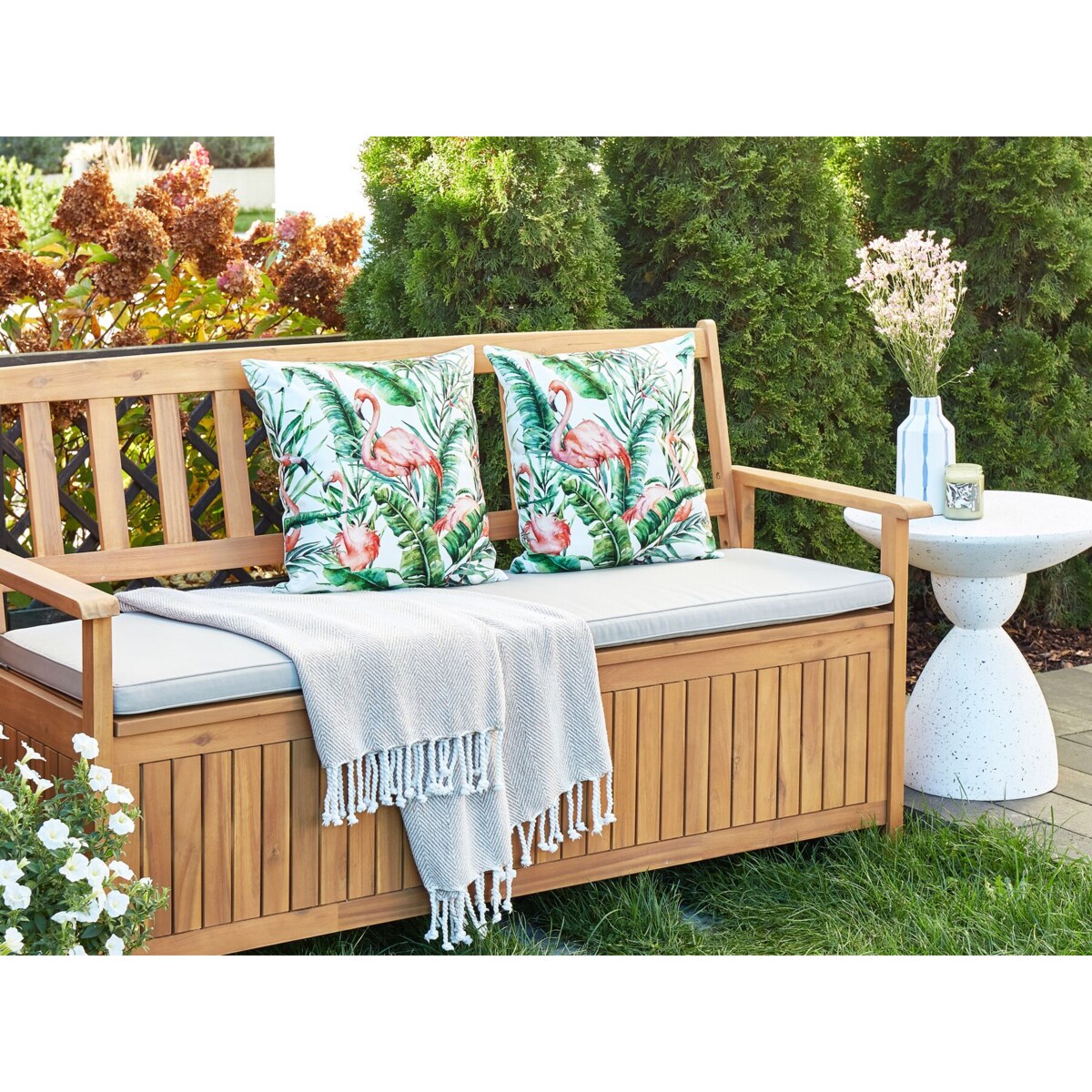 2 poduszki ogrodowe we flamingi 45 x 45 cm wielokolorowe ELLERA