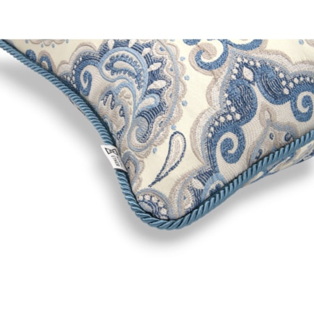Kremowa - niebieska poduszka dekoracyjna w ornamenty 60x40 Rani