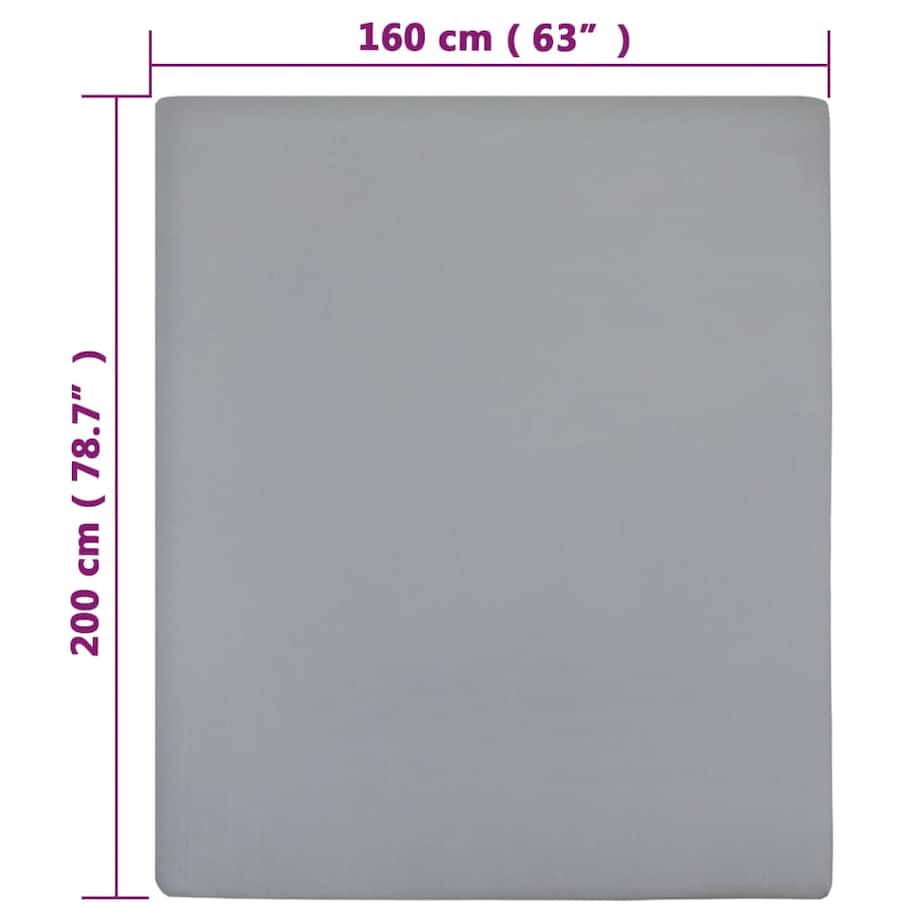 vidaXL Prześcieradła, 2 szt., szare, 160x200 cm, dżersej bawełniany