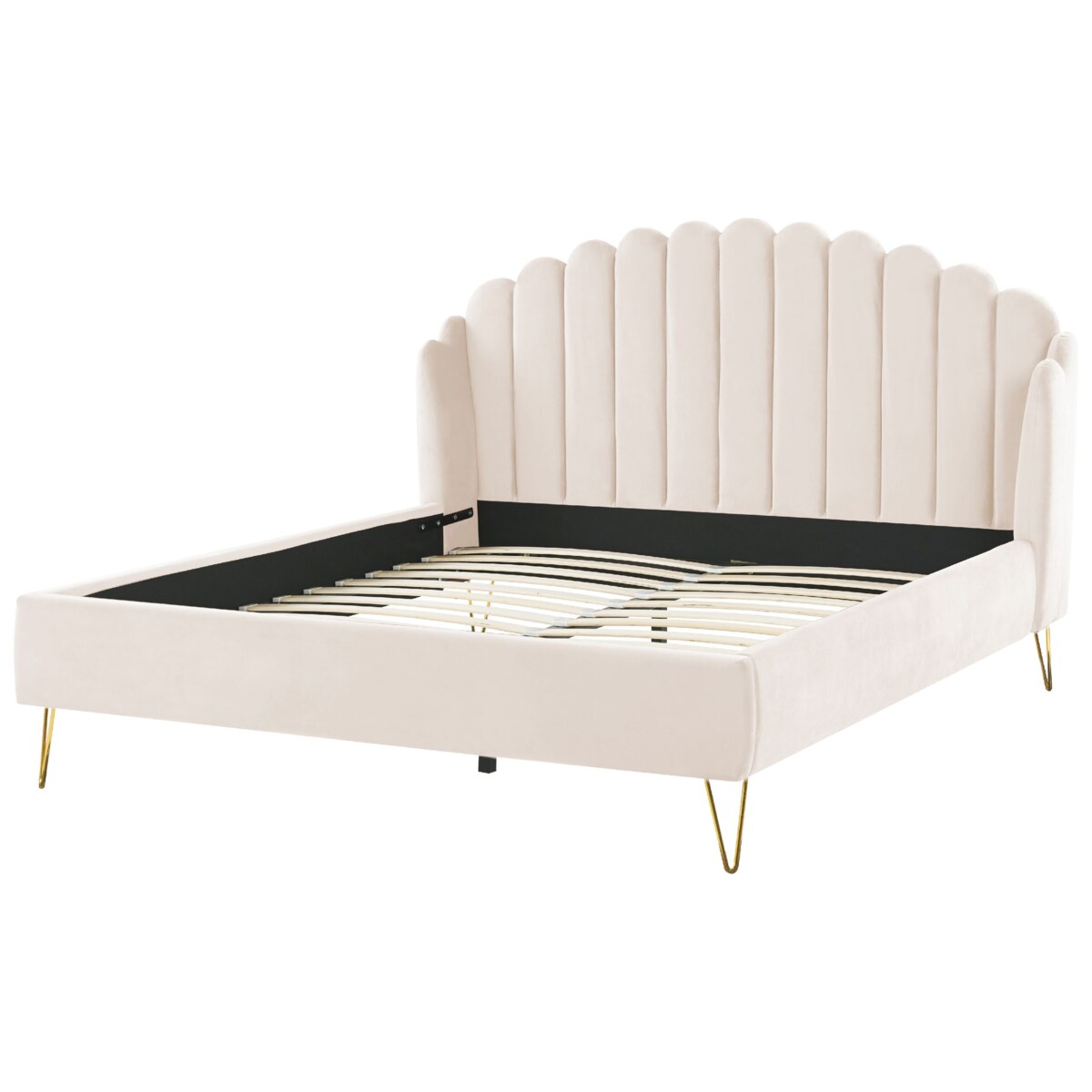 Łóżko welurowe 180 x 200 cm beżowe AMBILLOU