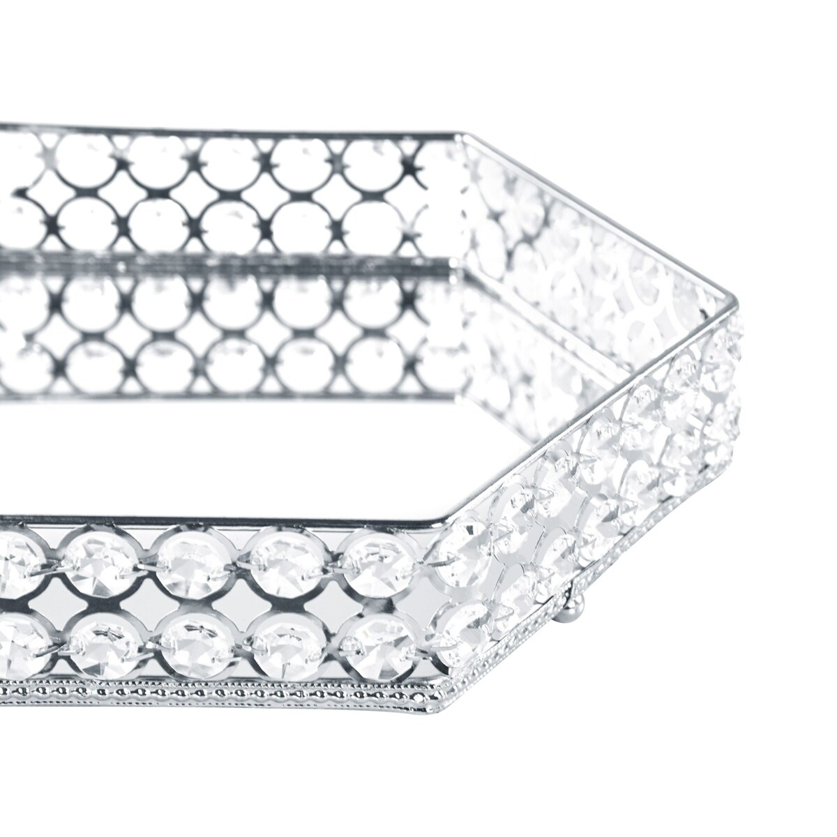 Taca dekoracyjna lustrzana sześciokątna srebrna VATAN