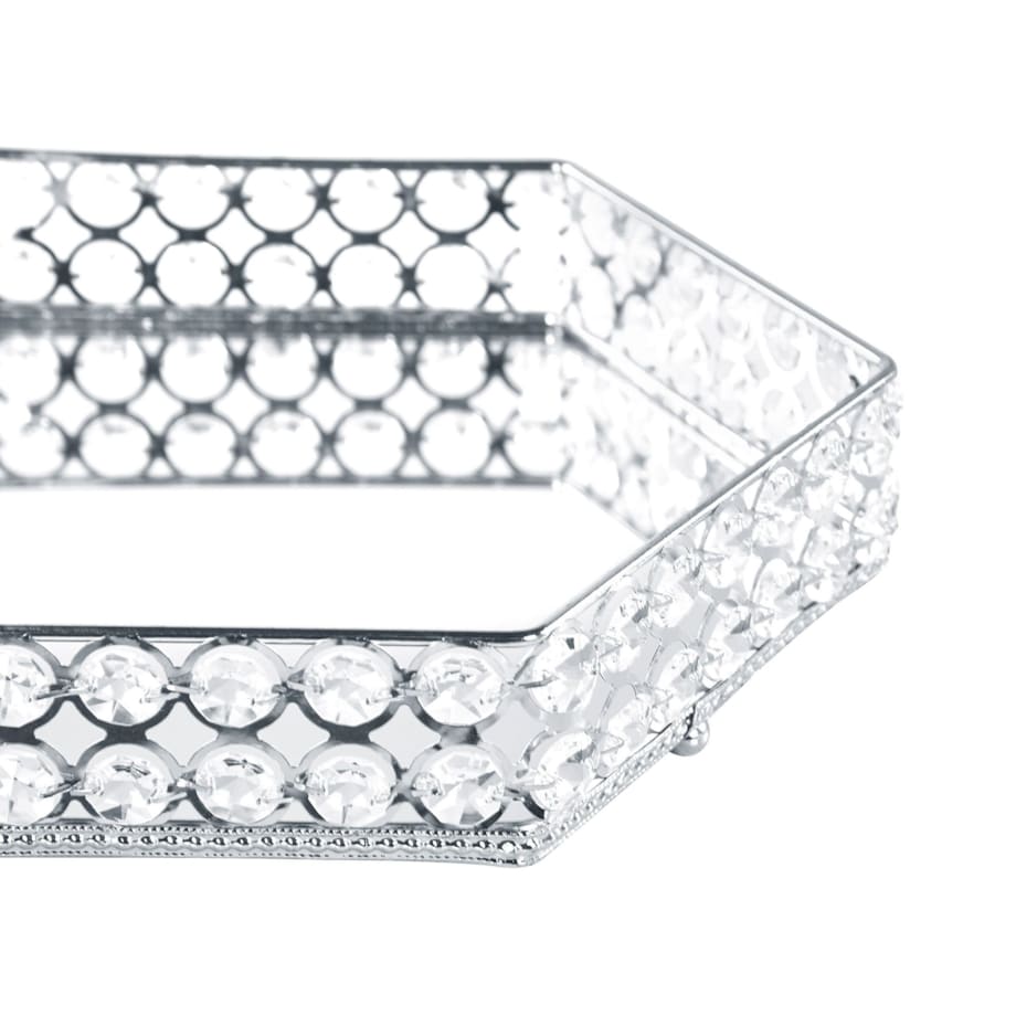 Taca dekoracyjna lustrzana sześciokątna srebrna VATAN