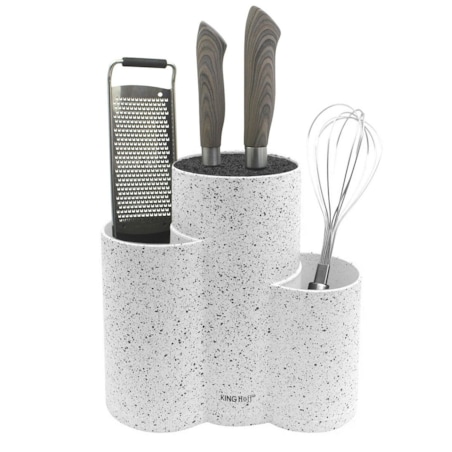 Uniwersalny blok stojak na noże do noży 3w1 biały KINGHOFF