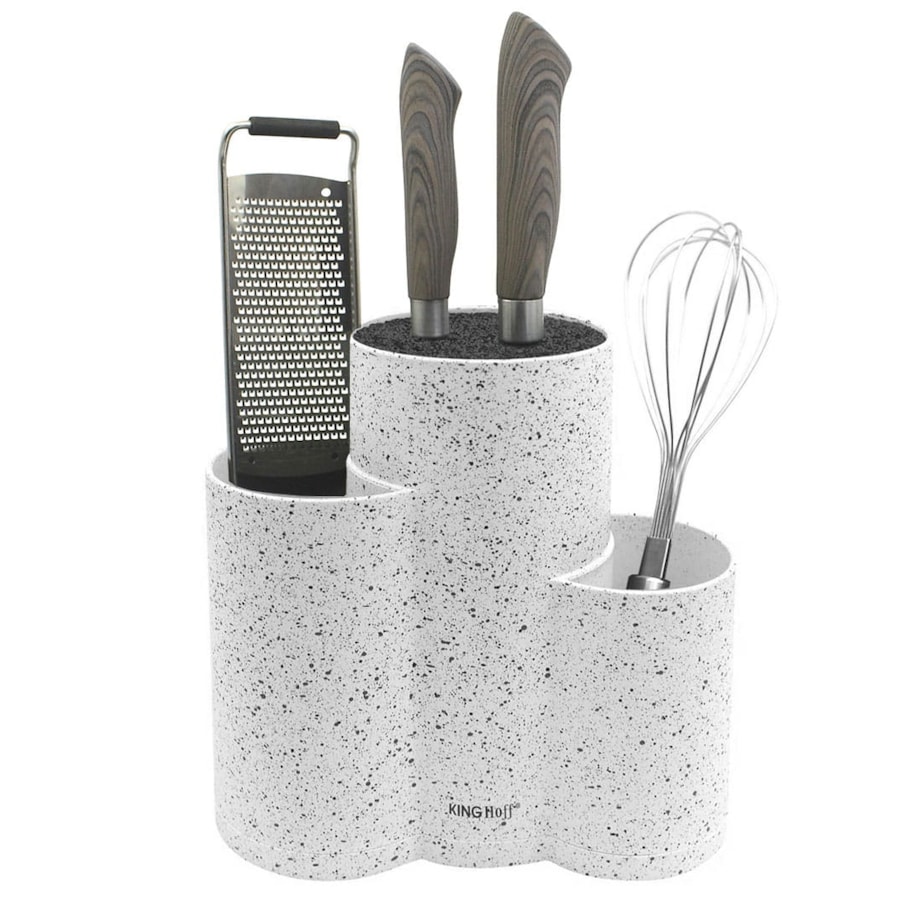 Uniwersalny blok stojak na noże do noży 3w1 biały KINGHOFF