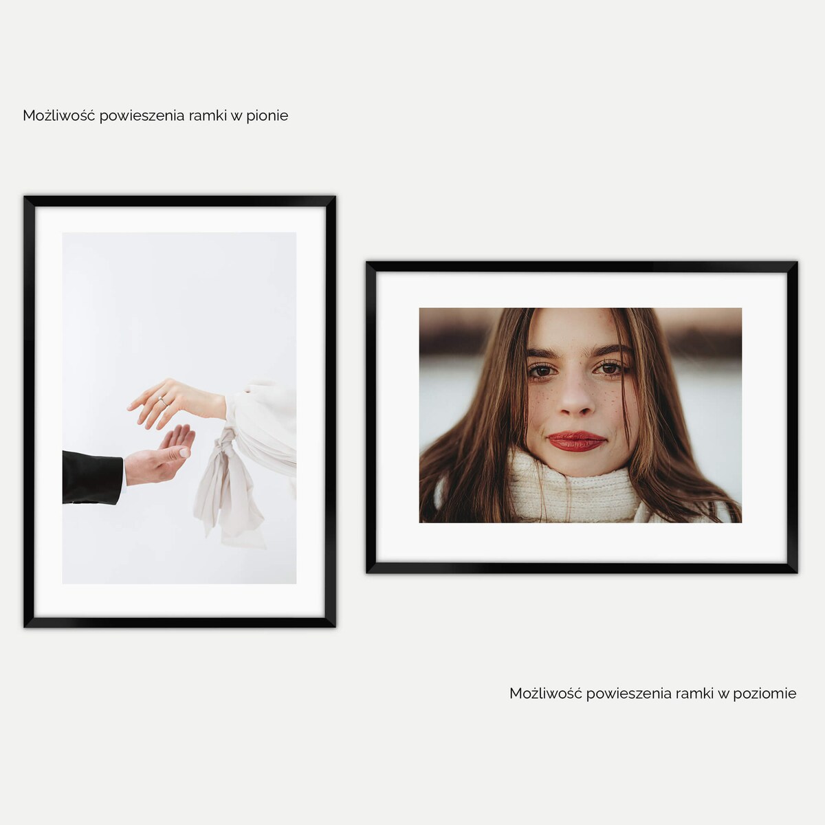 Ramka na zdjęcia 50x70 cm czarna rama MDF z plexi do powieszenia pion poziom klasyczna ramka prostokątna
