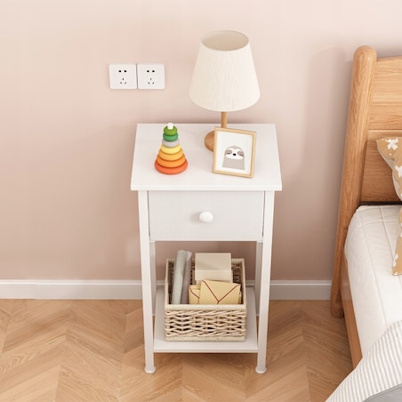 Stolik nocny komoda szafka z szufladą półką biały do sypialni salonu 38 cm