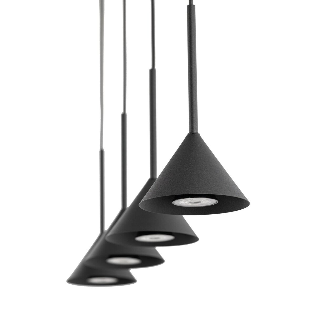 Lampa wisząca TK Lighting CONO BLACK MINI 10305 czarna 4xGU10 regulowana wysokość nowoczesna do kuchni i salonu