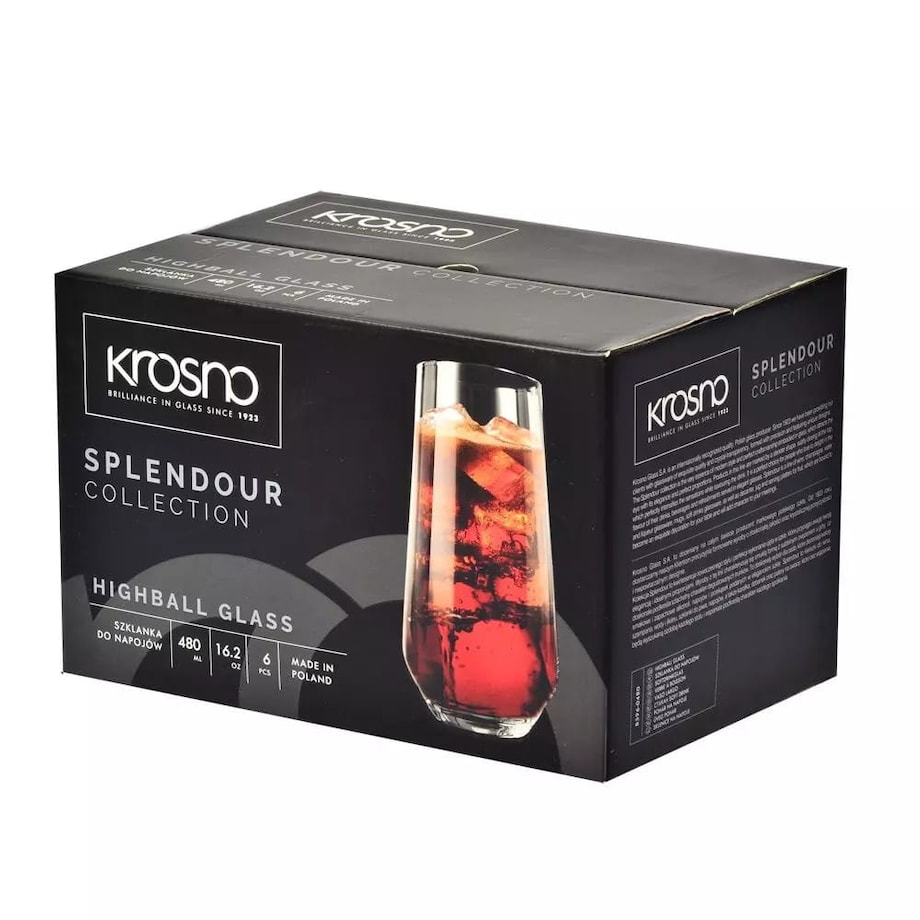 Wysokie Szklanki Typu Long Drink Splendour Krosno Komplet 6 x 480 ml Highball