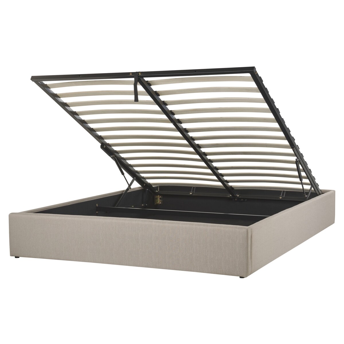 Łóżko z pojemnikiem tapicerowane 160 x 200 cm beżowe DINAN