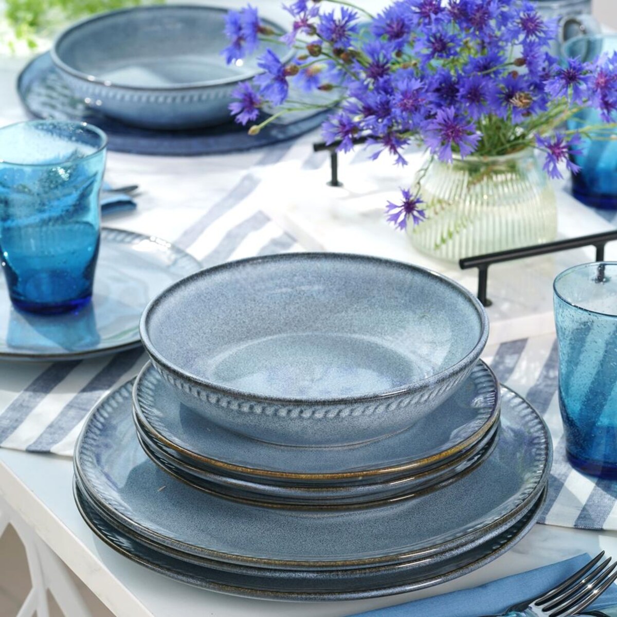 VILLA ITALIA Talerzyk deserowy śniadaniowy ceramiczny 21 cm DENIM