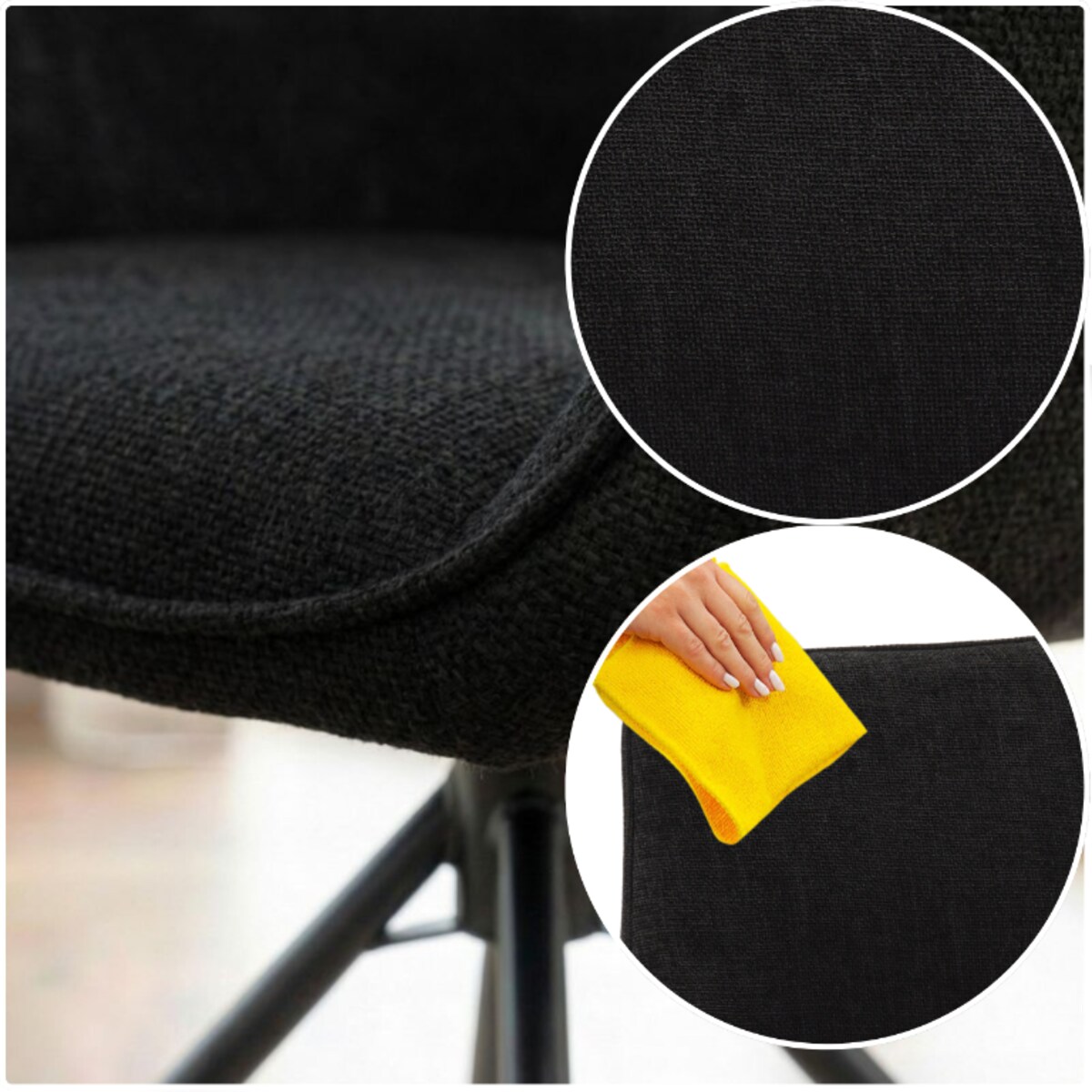 Krzesło tapicerowane nowoczesne wygodne grafitowe pikowane do jadalni salonu