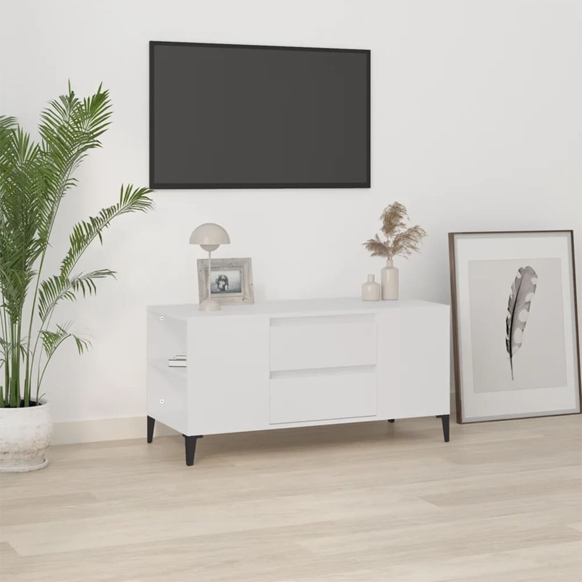 vidaXL Szafka pod TV, biała, 102x44,5x50 cm, materiał drewnopochodny