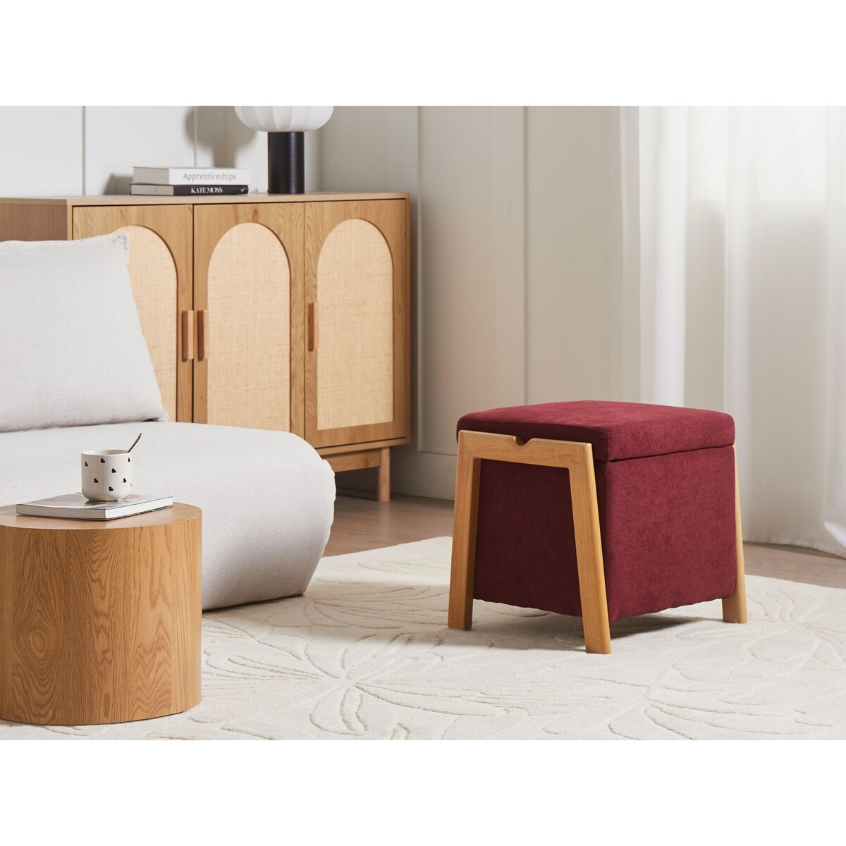 Puf ze schowkiem EDLAND Burgundowy