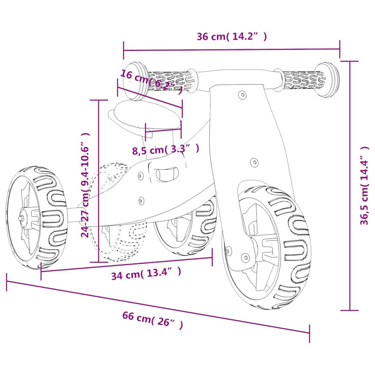 vidaXL Rowerek biegowy dla dzieci, 2-w-1, różowy