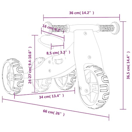 vidaXL Rowerek biegowy dla dzieci, 2-w-1, różowy