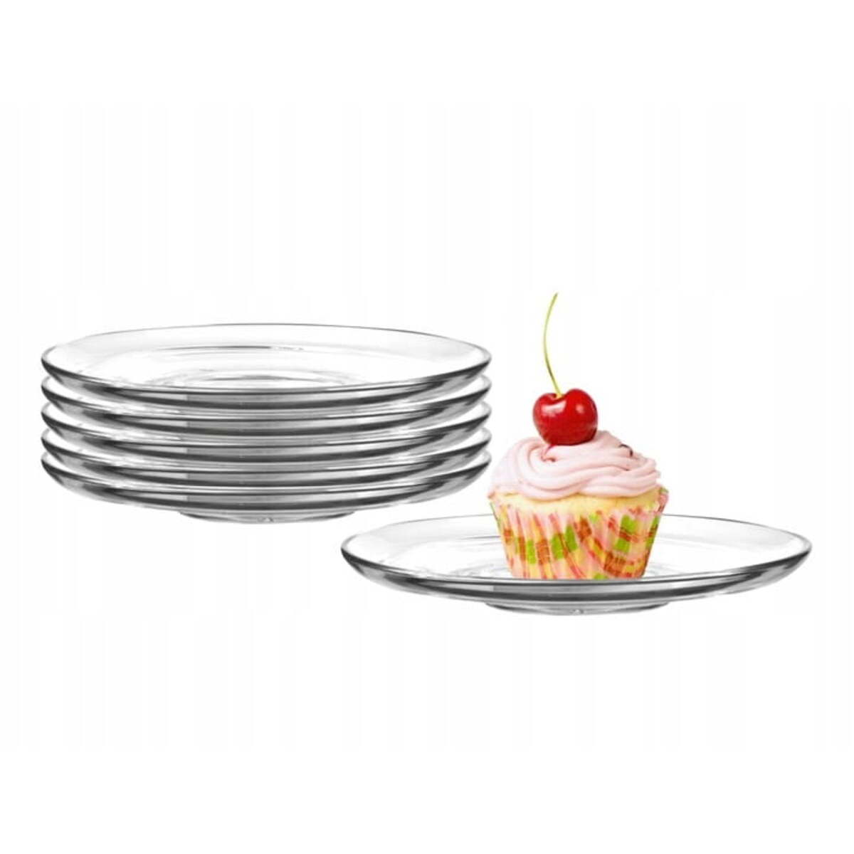 Szklany Spodek Podstawka Talerzyk O Średnicy 13 cm 6 sztuk Zestaw Bezbarwny