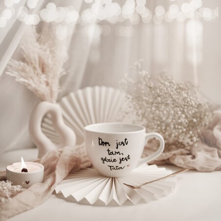 Kubek 500 ml - Dom jest tam, gdzie jest tata ZŁOTE SERCE