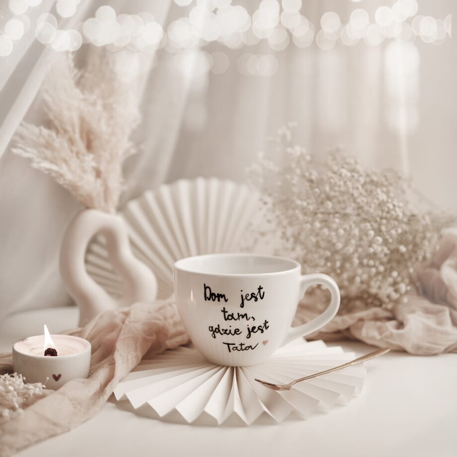 Kubek 500 ml - Dom jest tam, gdzie jest tata ZŁOTE SERCE