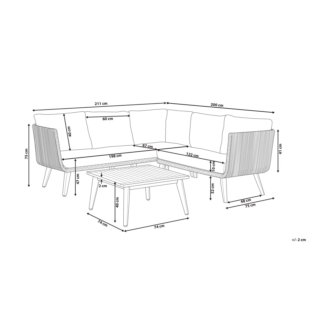 Zestaw ogrodowy drewno akacjowe beżowoszary ALCAMO
