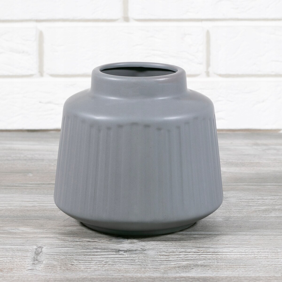 WAZON CERAMICZNY styl nowoczesny, szary 18x16cm