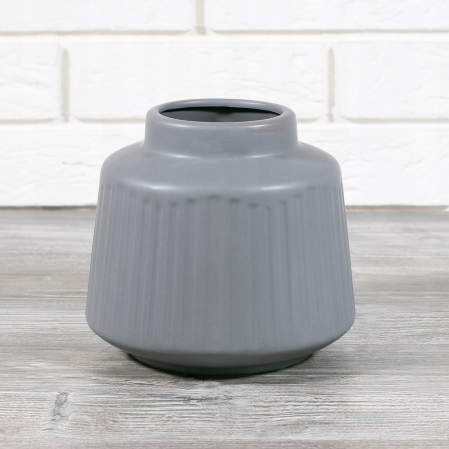 WAZON CERAMICZNY styl nowoczesny, szary 18x16cm