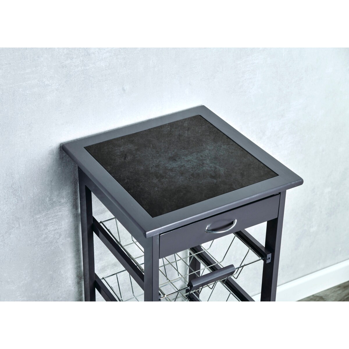 Mobilny barek kuchenny z szufladą i koszami, 36 x 77 cm