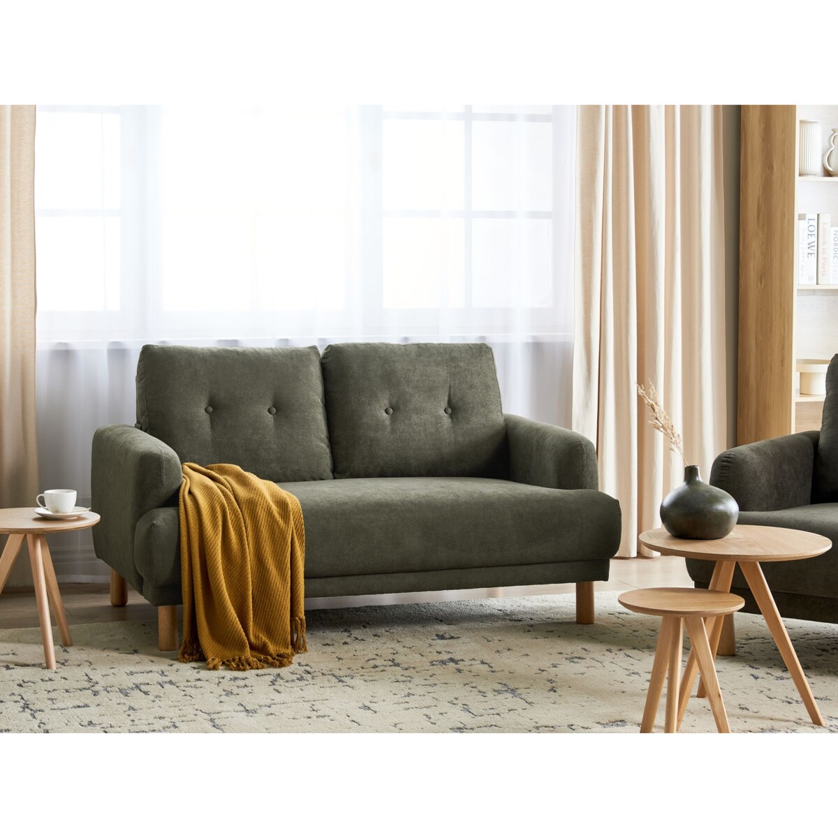 Sofa TUVE Sztruks Ciemnozielony dla 2 osób