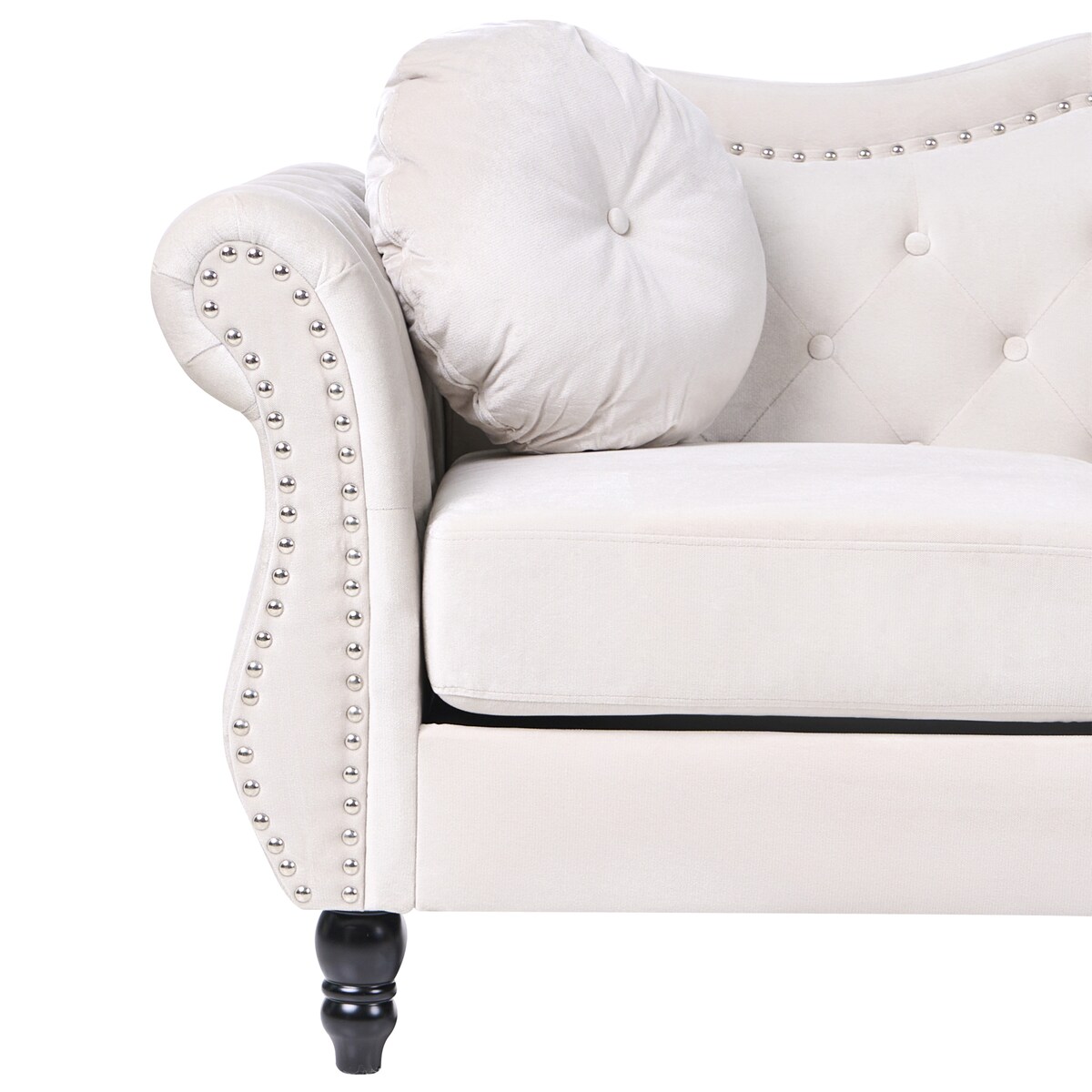 Sofa dla 3 osób SKIEN Welur Jasnobeżowy