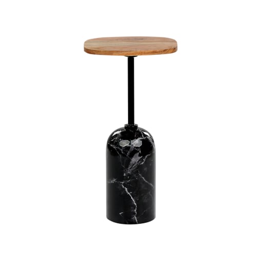 Stolik pomocniczy metalowy jasne drewno z czarnym OASIS